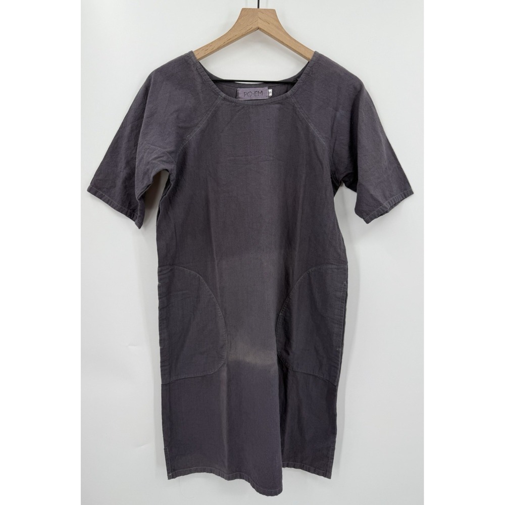 PO-EM Dress Womens‎ Small Gray Handwoven Cotton Natural Dyes